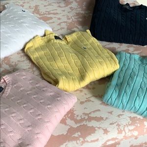 5 Small cotton polo cable knit crewneck EUC